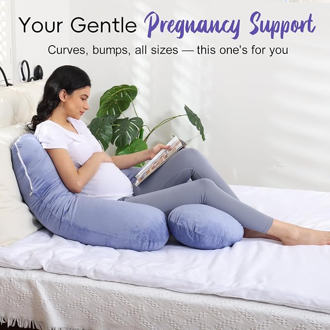 Pregnancy Pillow for Sleeping, Soft 57“ Full Body Maternity Pillow, U Shaped with Removable Washable Cover, Support for Back, Belly, Leg, Hip, Neck & Shoulder, Purple