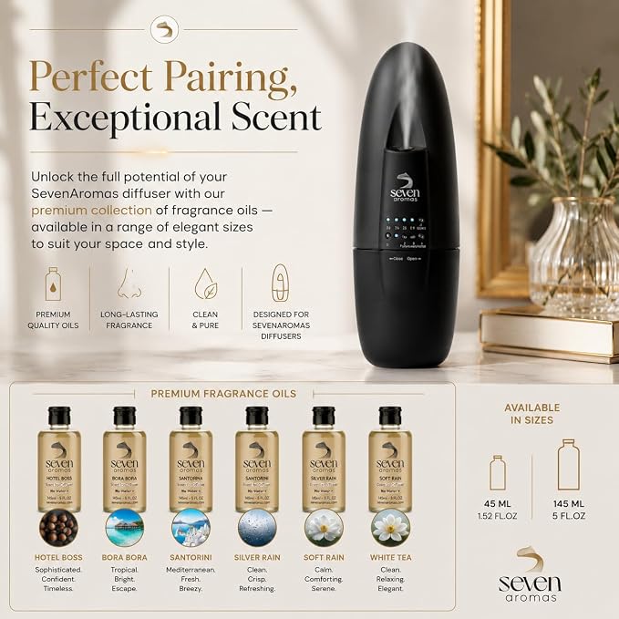 Plug in Waterless Essential Oil Diffuser for Home & Office - Cold Air Aroma Diffuser Covers Up to 500 Sq Ft, Silent Wall Plug in Scent Diffuser, Mess-Free Oil Diffuser for Aromatherapy (Black)