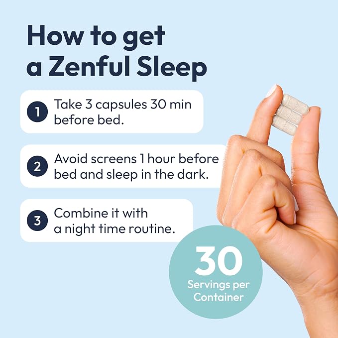 Zenful Sleep 6-in-1 Natural Sleep Aid for Adults Without Melatonin | Deep Sleep Supplement with Ashwagandha KSM-66® and Venetron® | Supports Cortisol Balance & Mood | 90 Capsules