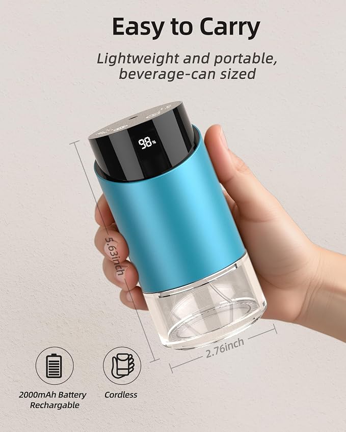 Waterless Essential Oil Diffuser Aromatherapy Scent Diffusers for Home Large Room, Car, Office, Desk, Mini Battery Operated Cordless Air Freshener, 4 Timers & 3 Mist Levels, 100ml Capacity (Blue)