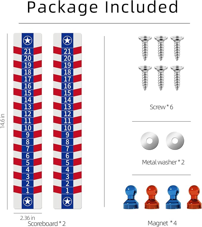 2 Pack Cornhole Scoreboards, Magnetic Decal with Score Keepers for Corn Hole Boards, Scoreboard for Cornhole Game Easy to Install Keep Track of The Score
