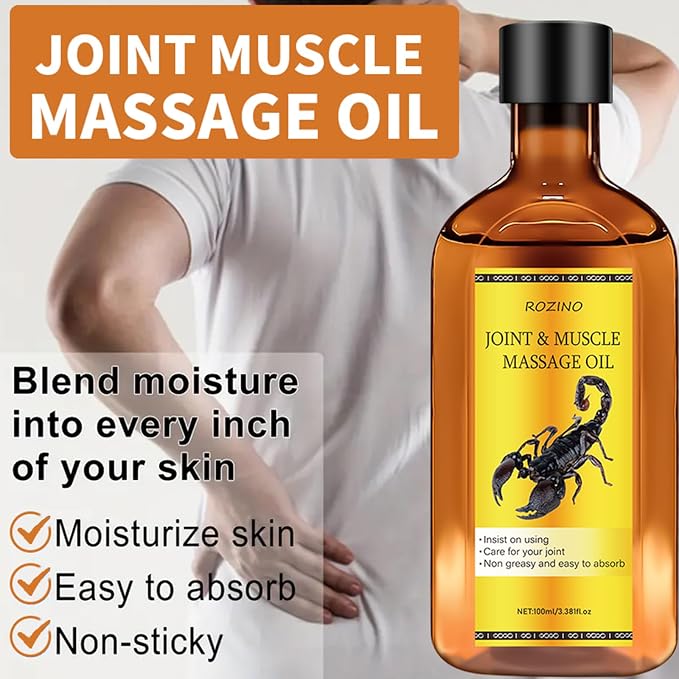 Soothing Massage Oil for Muscle Relaxation & Joint Comfort，Infused with Argan Oil, Ginger & Jojoba Oil， Fast Absorbing, Non Greasy Formula for Hydrating Skin Care (3.38FLOZ)