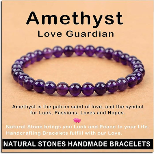 AD Beads Handmade Gemstone Stretch Elastic Bracelet Crystal Healing Reiki Nature's Beauty and Spiritual Essence Unisex