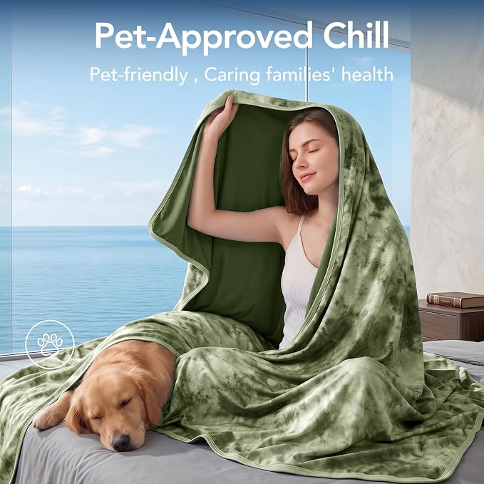 Cooling Blanket King Size 90"x104" for Hot Sleepers | Cold Summer Soft Blanket for Bed Couch and Travel Absorbs Heat Q-Max>0.35 Cool Lightweight Throw for Night Sweats Menopause