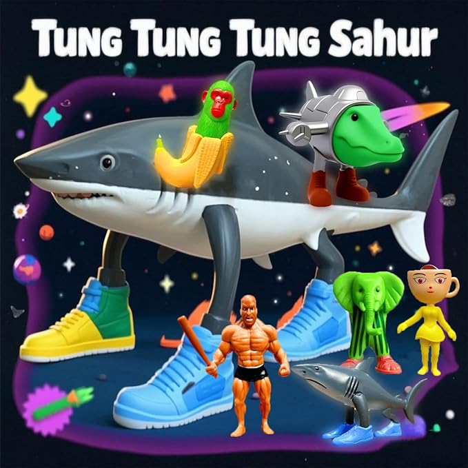 18PC Italian Brainrot Toy Figures Animals Tralalero Tralala Figure Tung Tung Tung Sahur Figurine Bombardiro Crocodilo Animals Figurine Doll Gifts for Fans