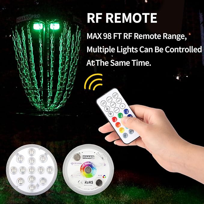 LED Disc Golf Baskets Light 2-Pack with Magnetic Attachment, RF Remote Control, Waterproof, Multi Colored Adjustment Modes for Disc Golf Night Practice