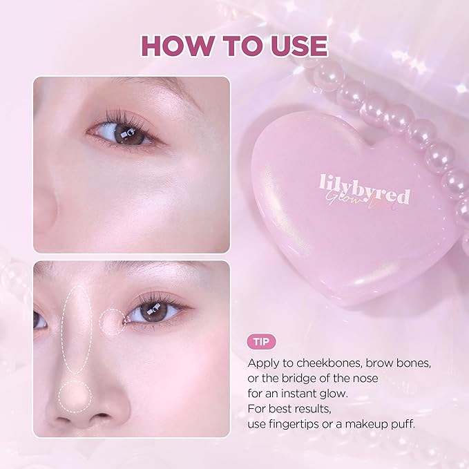 lilybyred Luv Beam Glow Veil | Korean Heart-Shaped Highlighter, Illuminating Shimmer, Radiant Glow, Silky Powder Texture, Buildable & Blendable, Lightweight & Long-Lasting, 0.12 oz. (06 Silky Beam)