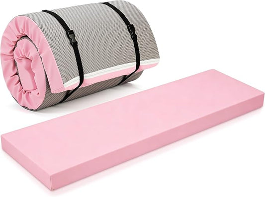 Lyrow 3 Inch Thick Yoga Mat, 72 x 24 Inch Cushioned Foam Floor Mat with Carry Strap, Non Slip PU Leather Workout Pad for Pilates, Stretching, Restorative Yoga and Home Gym