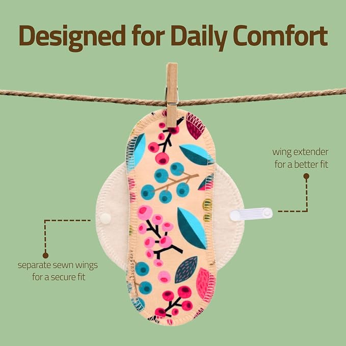 Made in EU - Ultra-Soft Reusable Panty Liners (Tanga, 7-Pack) – High-Temp Washable Cloth Panty Liners for Women – Breathable Secure-Fit Organic Cotton Keeps You Fresh & Dry for Daily Vaginal Discharge