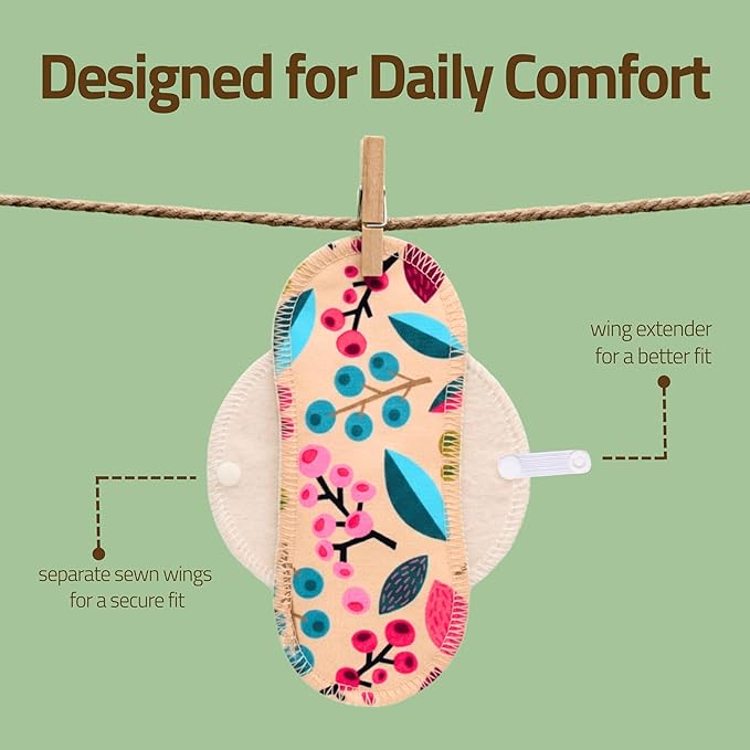 Made in EU - Ultra-Soft Reusable Panty Liners (Tanga, 7-Pack) – High-Temp Washable Cloth Panty Liners for Women – Breathable Secure-Fit Organic Cotton Keeps You Fresh & Dry for Daily Vaginal Discharge