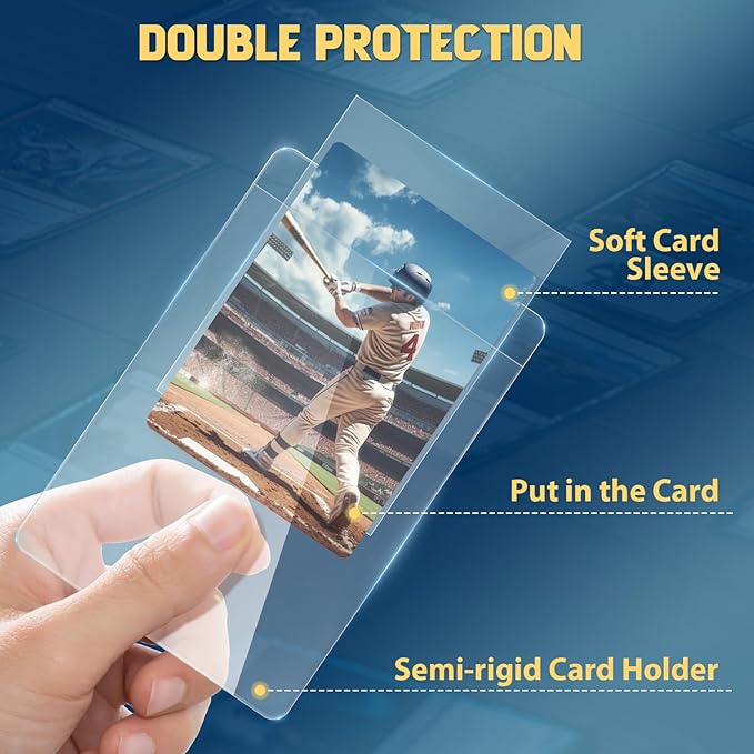 100ct Semi-Rigid Card Holder and 100ct Penny Sleeves, Grading Card Sleeves with 1/2" Lip, Card Submission Kit for PSA BGS SGC, Trading Card Protectors for Grading Sending Collection Storage