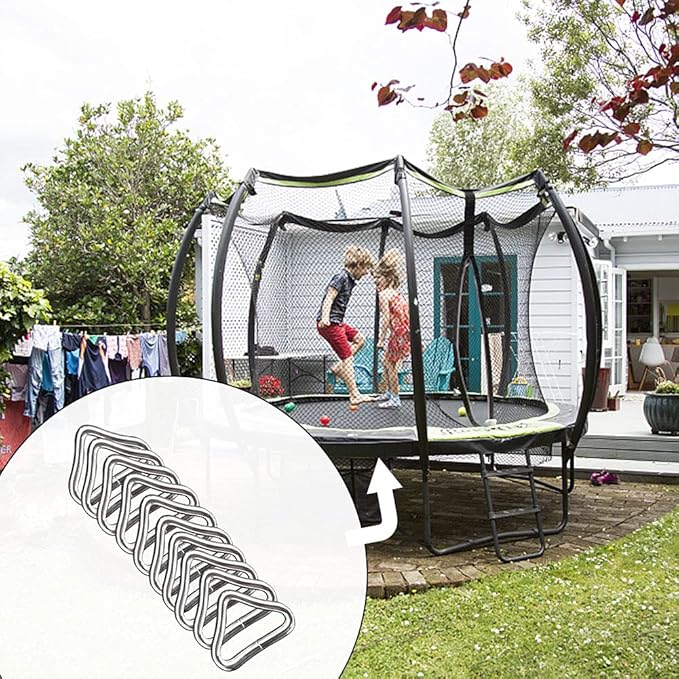Tookie Trampoline Triangle Buckle, 10pcs High Strength Erosion Resistance Metal Triangle Ring Buckle V-Rings for Trampoline Replacement Repair