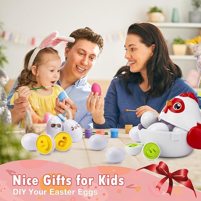Easter Egg Matching Game for Toddlers - Educational Color & Shape Recognition Toy, 12-Piece Set | Easter Basket Stuffers for Kids