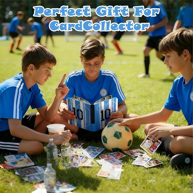 Football Card Binder,Sports Card Binder with Card Display Design,900 Pockets Premium Card Ablums with Sports Pattern Wristband Fit for Football Cards 2025-2026