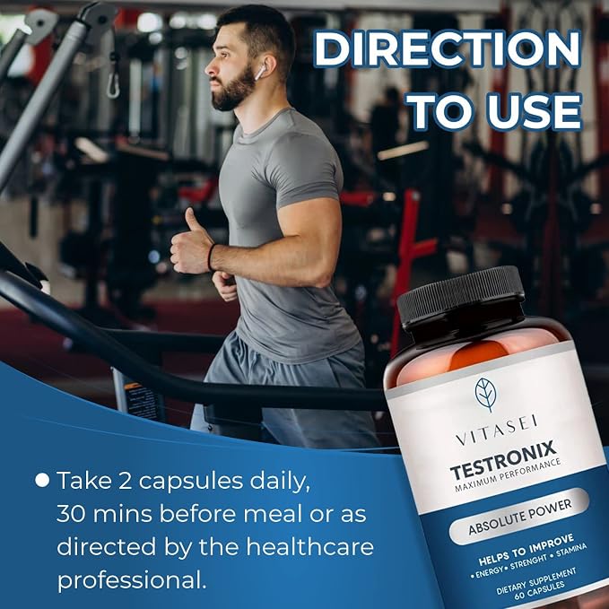 VITASEI Testronix Booster for Men (60 Capsules) + Prostabionic Prostate Dietary Supplements for Men (60 Capsules)