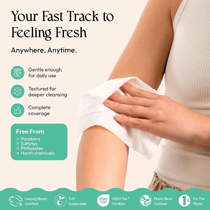 FOMIN Acidified Travel Deodorant Mini Wipes For Women & Men- Costal Breeze - 288 Count - pH Balanced, Biodegradeable Mini Deodorant Travel Size Wipes - Plastic-Free, Underarm Body Wipes