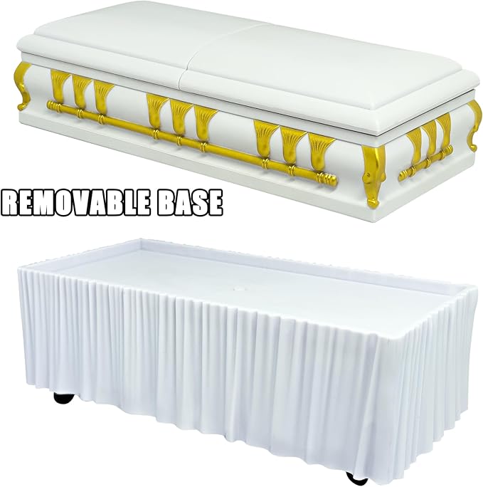 Deluxe White Casket for Wrestling Action Figures with Removable Base