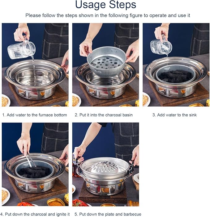Thai Korean BBQ Grill Pan, Aluminum BBQ Grill Topper, 2 in 1 Non Stick Smoke Steak Grill Charcoal Pan Pork Hot Pot, Even Heating Barbecue Grill Plates, Camping BBQ Pan (30cm/11.81in Original Color)