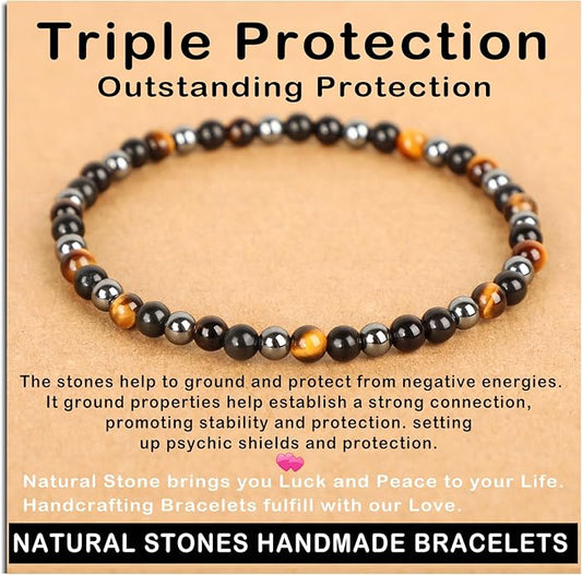 AD Beads Handmade Gemstone Stretch Elastic Bracelet Crystal Healing Reiki Nature's Beauty and Spiritual Essence Unisex