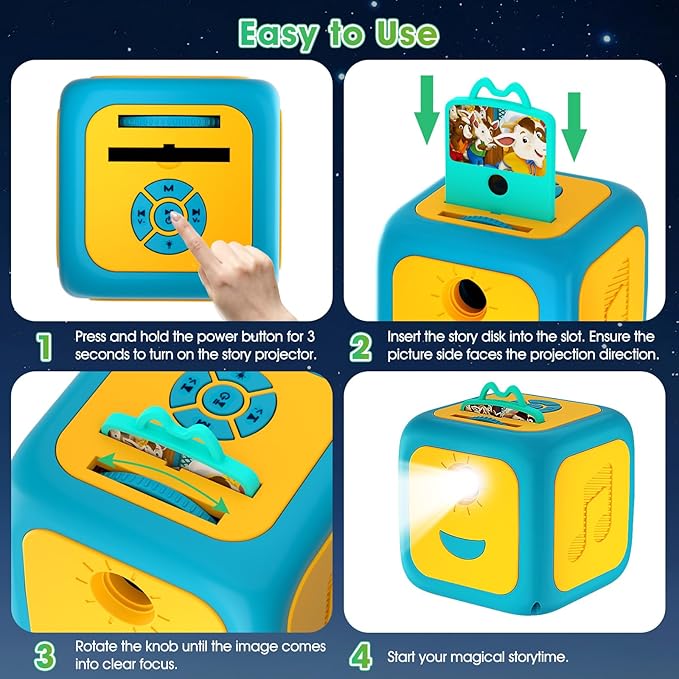 Storytelling Projector for Kids, Story Dream Machine for Toddlers Christmas Birthday Gifts for Kids Ages 3+, Storybook Projector with Stories, Music, Night Light Educational Toys for Girls Boys