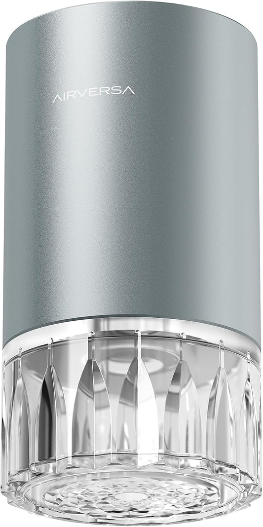 Airversa Waterless Essential Oil Diffuser for Home Room Desk Car Scent Air Diffuser, Up to 600 sq ft, Battery Operated, Mist Level and Timer Settings, 100mL Capacity, Cold Air, RD1 Gray