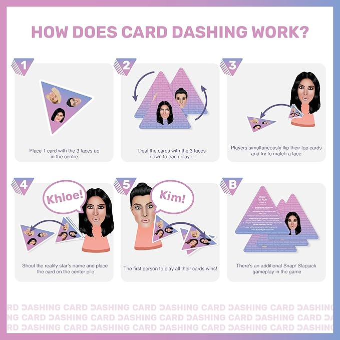 Bubblegum Stuff Card Dashing Game - Speed Snap Card Game - Fast and Fun Celebrity Board Game - Suitable for Family, Kids, Teenagers & Adults
