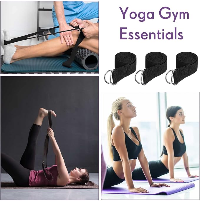 Jerify 50 Pcs Yoga Strap for Stretching Bulk 6ft Exercise Stretch Band with Metal D Ring Adjustable Pilates Non Elastic Yoga Belt for Women Men Physical Fitness Gym Workout Dance (Black)