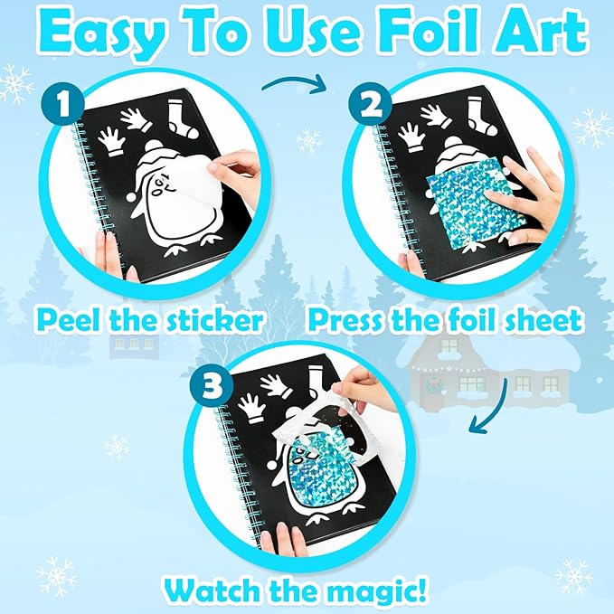 FUNNYB&G Foil Art Crafts for Kids Ages 4-8: Valentines Crafts for Kids 2026,Birthday Gift for Girls,Art and Crafts Supplies,Party Favors,Creative Toys for Girls Boys 4 5 6 7 8 9 Years Old (Winter)