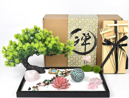 Artcome Japanese Zen Sand Garden for Desk - Home, Office Desk Accessories - Crafted Meditation Therapy Rectangle Tray - Mindful Relaxation Tool for Stress Relief