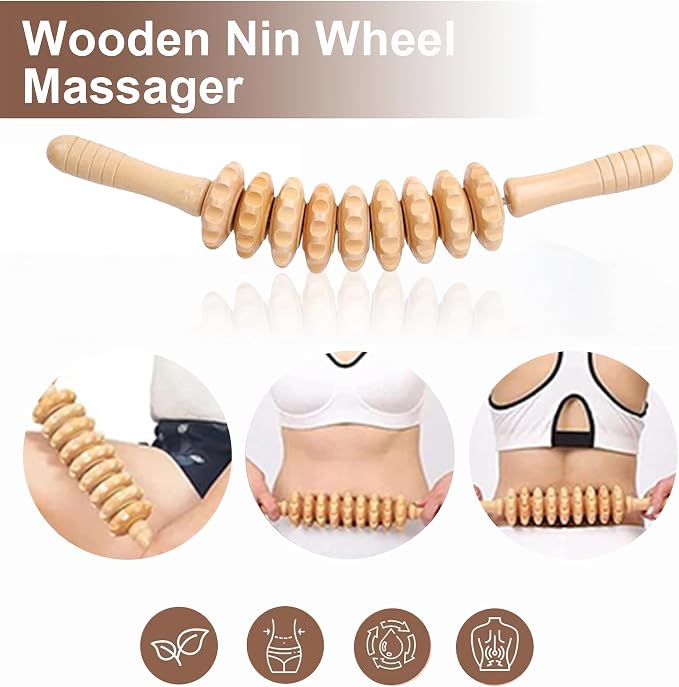 3 Pcs Wood Therapy Massage Tools Sets, Maderoterapia Body Sculpting Kit for Lymphatic Drainage, Gua Sha for Muscle Relief, Anti-Cellulite & Body Shaping
