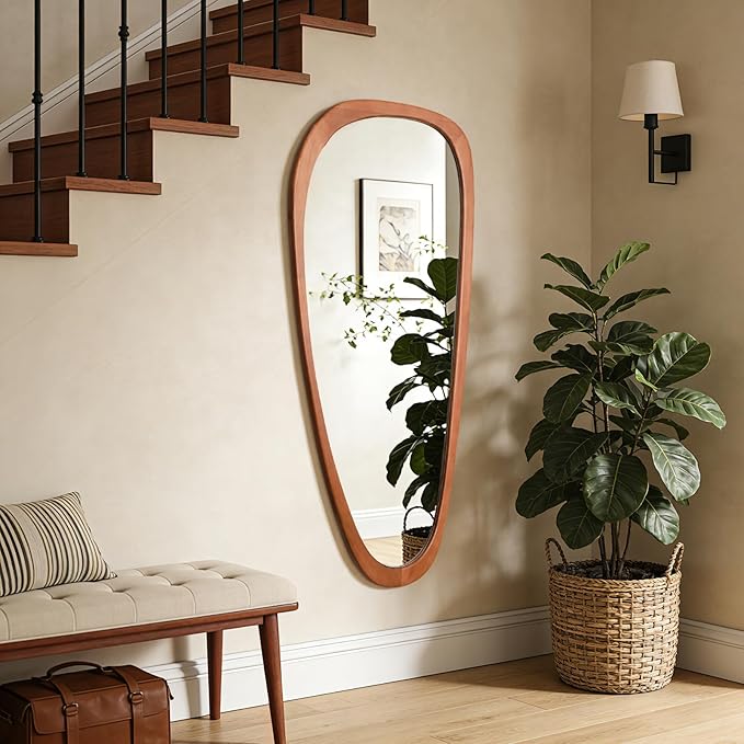 Asymmetrical Mirror, Irregular Mirror Full Length, Boho Wall Mirrors Decorative for Bedroom Living Room Entryway Hall, Mid Century Modern Decor 48" H x 22" W