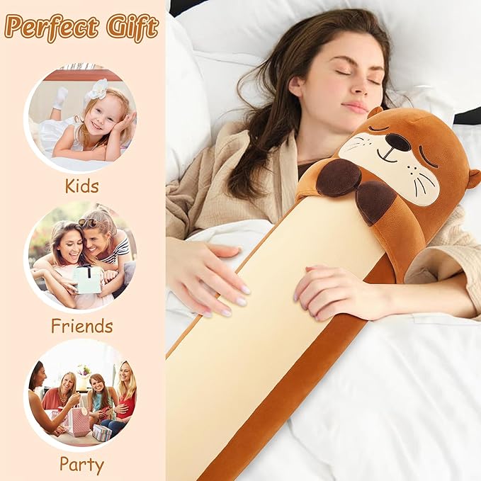Large Otter Stuffed Animal,33.5” Long Otter Plush,Kawaii Plush Toys,Cute Plushies Animal Gifts,Animals Body Pillow Sleeping Hugging Pillow Cushion Doll for Kids Adults Birthday