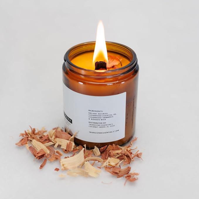 Celestial Cedarwood Organic Beeswax Candle, Black
