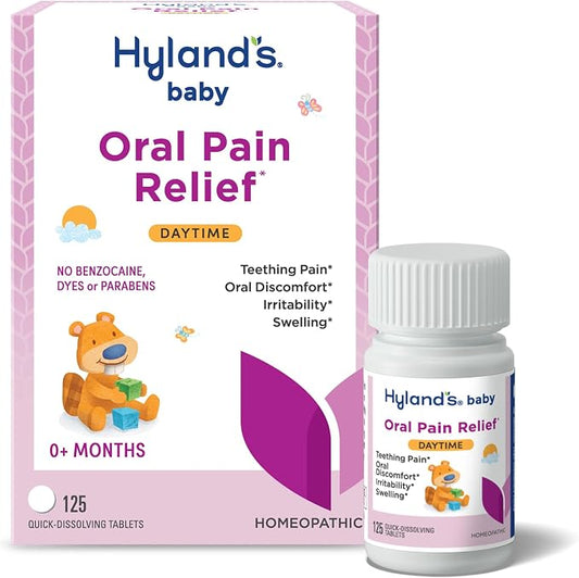 Hyland's Baby Daytime Oral Pain Relief Tablets - 125-Count, Up to 62 Doses - Baby and Toddler Soothing Tablets with Chamomile for Discomfort, Irritability & Swelling