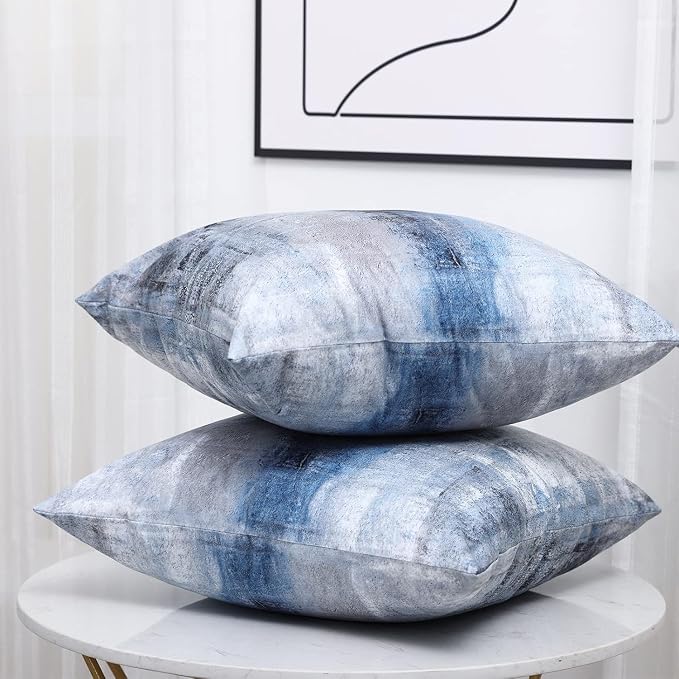 Throw Pillow Covers for Couch, 22x22 Inch, 2 Pack, Blue Grey | Decorative Throw Pillow Covers Cushion Covers for Couch Bedroom Sofa Living Room