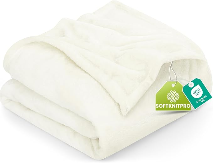 Utopia Bedding Ultra Soft Fleece Bed Blanket Twin Size Ivory (60x80 Inches) | Microfiber Plush Warm Lightweight Breathable Cozy Blanket Anti-Static, All Season Use, Gift for Women and Men