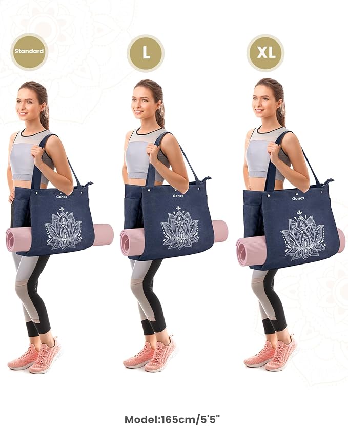 Gonex Yoga Mat Bag, Large Tote Bag with Multi Pockets for Women Men, Canvas Mat Carrier, Full Zipper Easy Access for Pilates Gym Travel