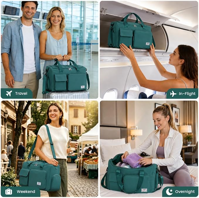 FIORETTO Women's Gym Duffle Bag with Shoes Compartment, 30L Capacity, Ideal for Travel, Gym, Sports, Duffel, Weekender