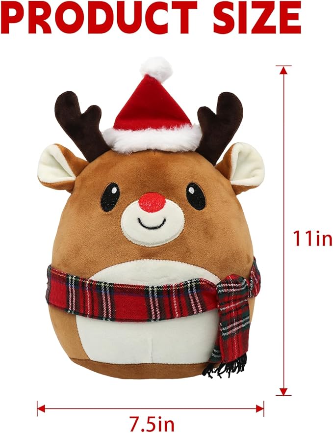 Milu Deer Plush Toy Milu Deer Stuffed Animal Cute Christmas Milu Deer Plushies Pillow Soft Plushie Doll Gifts for Kid Decor, Christmas Milu Deer Plush(11 Inch)