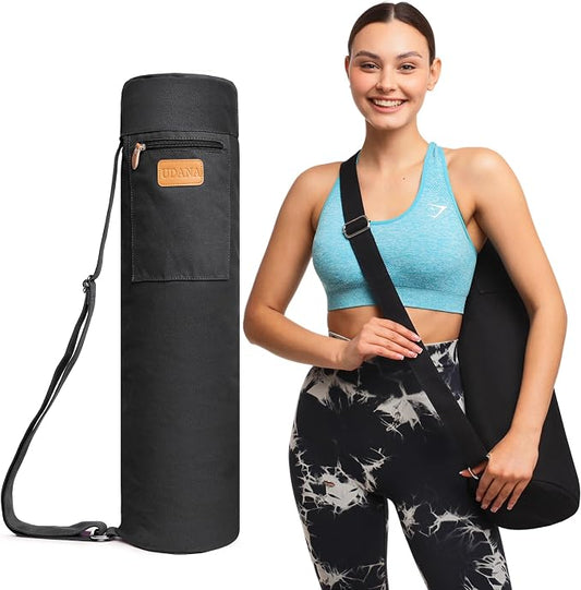 UDANA Canvas Yoga Mat Bag for Women & Men, Full-Zip Carrier with 3 Pockets & Adjustable Strap, Stylish Gym & Pilates Bag – Available in Multiple Sizes