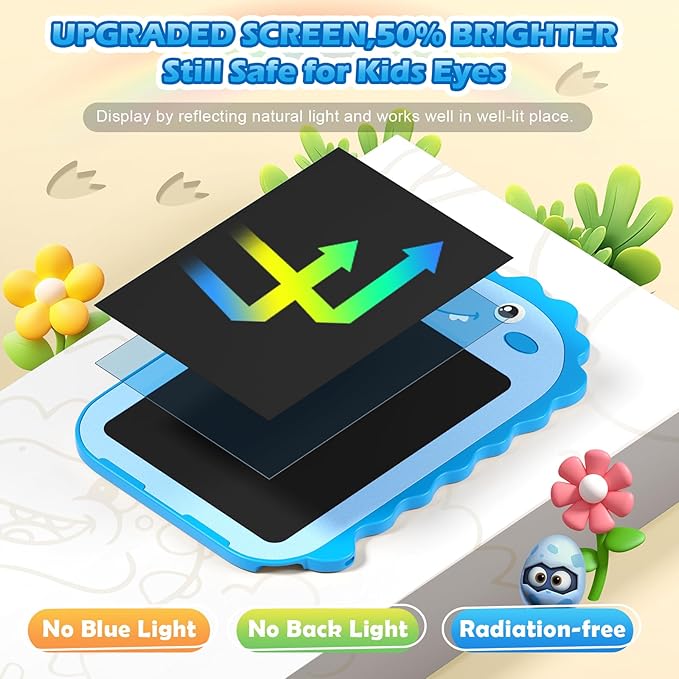 2 Pack LCD Writing Tablet for Kids, 6.5 Inch Colorful Doodle Board Drawing Tablet, Educational Kid Toys, Doodle Pad Dinosaur Toys for 3 4 5 6 7 8 Year Old Boys Girls