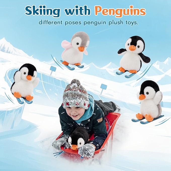 MaoGoLan 8 Pack Christmas Penguin Plush Toys 10 inch Arctic Stuffed Animals Bulk Stuffed Penguin Party Favors Classroom Decorations Valentine's Day Birthday Gifts for Kids Girls Boys