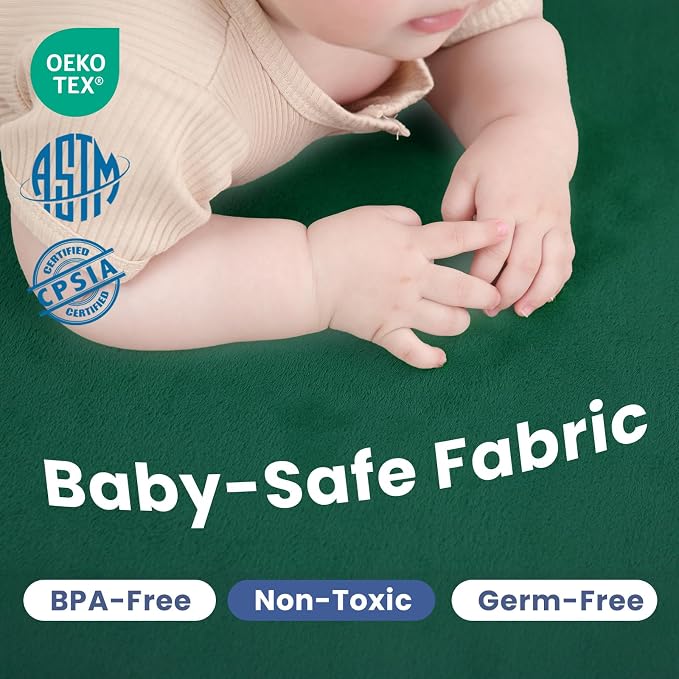 Ultra Soft Baby Play Mat for Floor,1.3" Thick Elasti-Foam 50x50 Playpen Mat for Toddlers Infant kids,Non-Slip Backing Safe for Crawling&Tummy Time,Tatami Style (Dark Green)