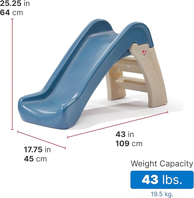Step2 Play & Fold Junior Slide, Kids Indoor/Outdoor Play Slide, Backyard Playground Set, Easy Grip, Wide Ladder, Outside Jungle Gym, For Toddlers 1.5-4 Years Old