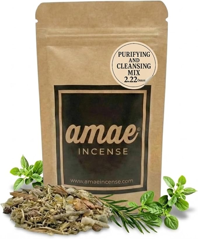 Natural Resin, Herbs & Essence Purify Mix - Blend with Sage, Rosemary, Menthol & Lemongrass - Cleansing Loose Incense for Meditation, Rituals & Home Fragrance - 2.22 oz