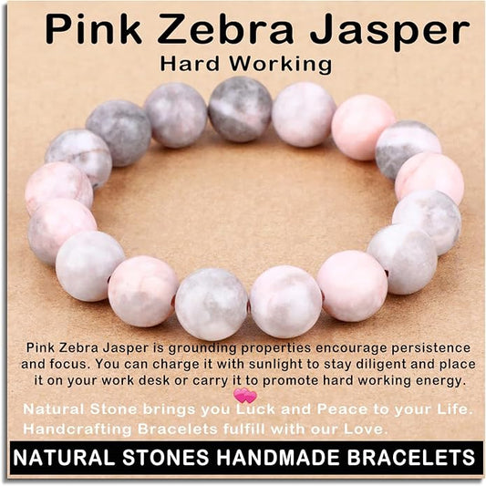 AD Beads Handmade Gemstone Stretch Elastic Bracelet Crystal Healing Reiki Nature's Beauty and Spiritual Essence Unisex