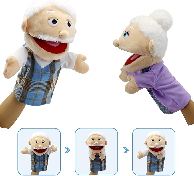 Family Hand Puppets,Puppets for Kids Role Paly Family Members 13.4 INCH Multi-Ethnic Puppets Plush Soft Hand Puppets Family Puppets Story Toys, Puppets for Girls Boys Finger Puppets Puppet Set Gifts