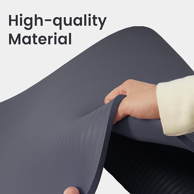 Peekabu 1 or 1/2 Inch Yoga Mat Thick Exercise Workout Mat with Extra Carry Strap Non-slip Fitness Mat Gym Pilates Mat for Stretching & Floor Home Workout Outdoor Training
