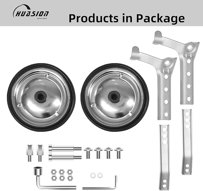 Kids Bike Training Wheels For 16 inch, 18 inch, 20 inch, 22 inch, 24 inch bicycle, Adjustable for Multi-speed Bike Includes Stabilizers Kits, Training Wheels for Boy & Girl 1 Pair, Gray
