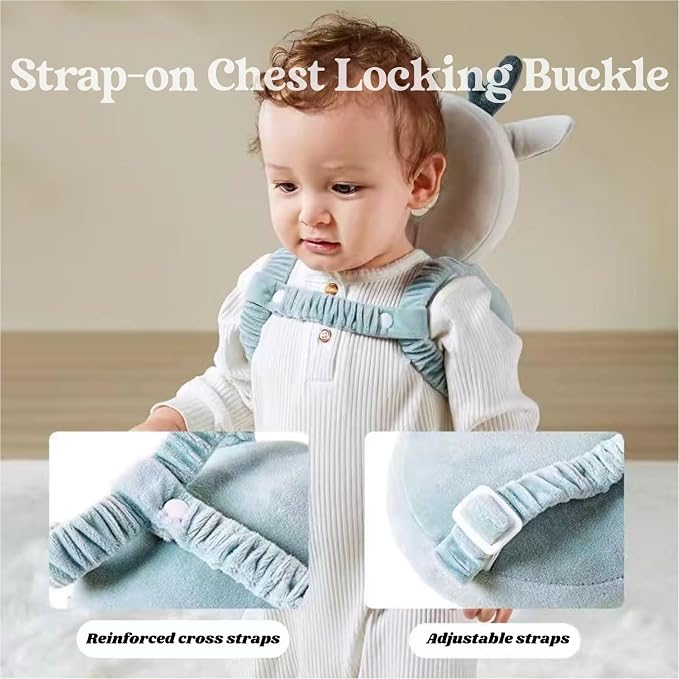 Baby Head Protector Backpack, Toddler Baby Head Protection Backpack with Baby Knee Pads Alarm Function for Walking & Crawling, Soft, Breathable and Wearing Safety Baby Head Protector